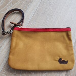 Dooney & Bourke Orange And Green Wristlet with Red Trim NWOT